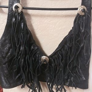 Black motorcycle vest